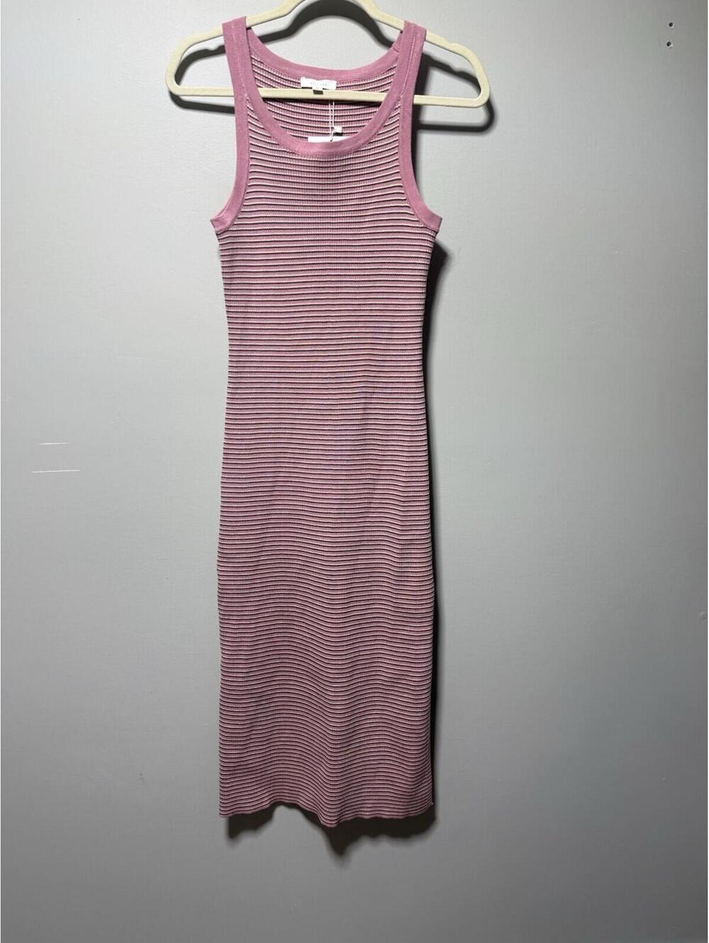 Mia Striped Ribbed Midi Dress Pink M NWT Summer
